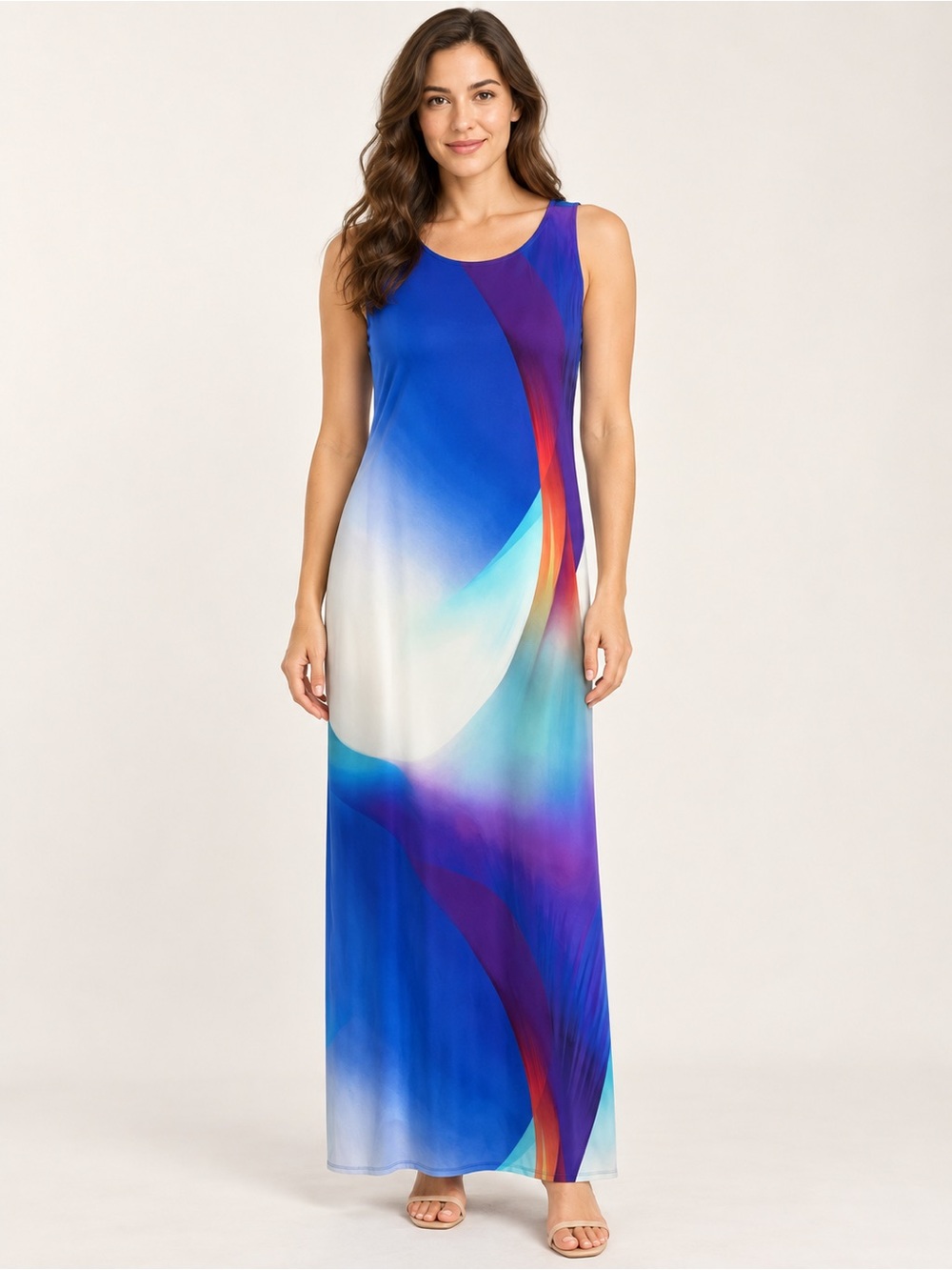 Julia Jordan Abstract Print Sleeveless Maxi Dress Blue Purple Size 8